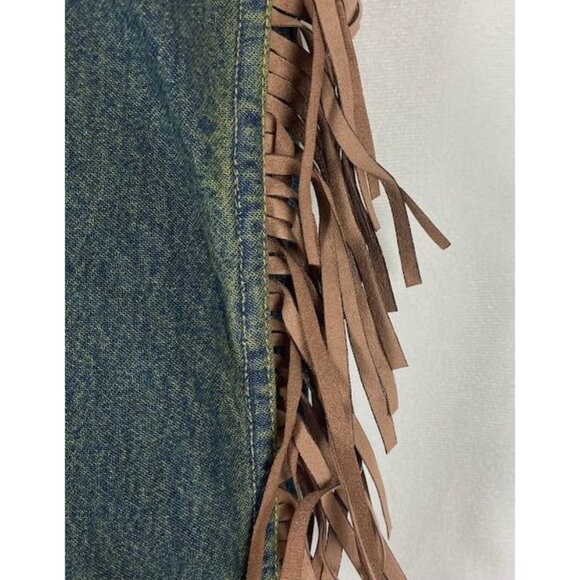 Tantrums Denim Wrap Fringe Western Long Skirt  Women's Medium. - Picture 6 of 13